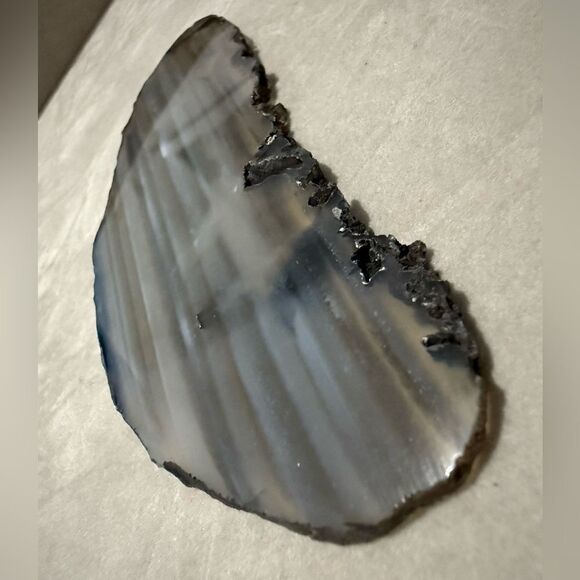 Gray Black Agate Slice Geode Decor Crystal Cut Polished Natural Stone 4” - Picture 13 of 17